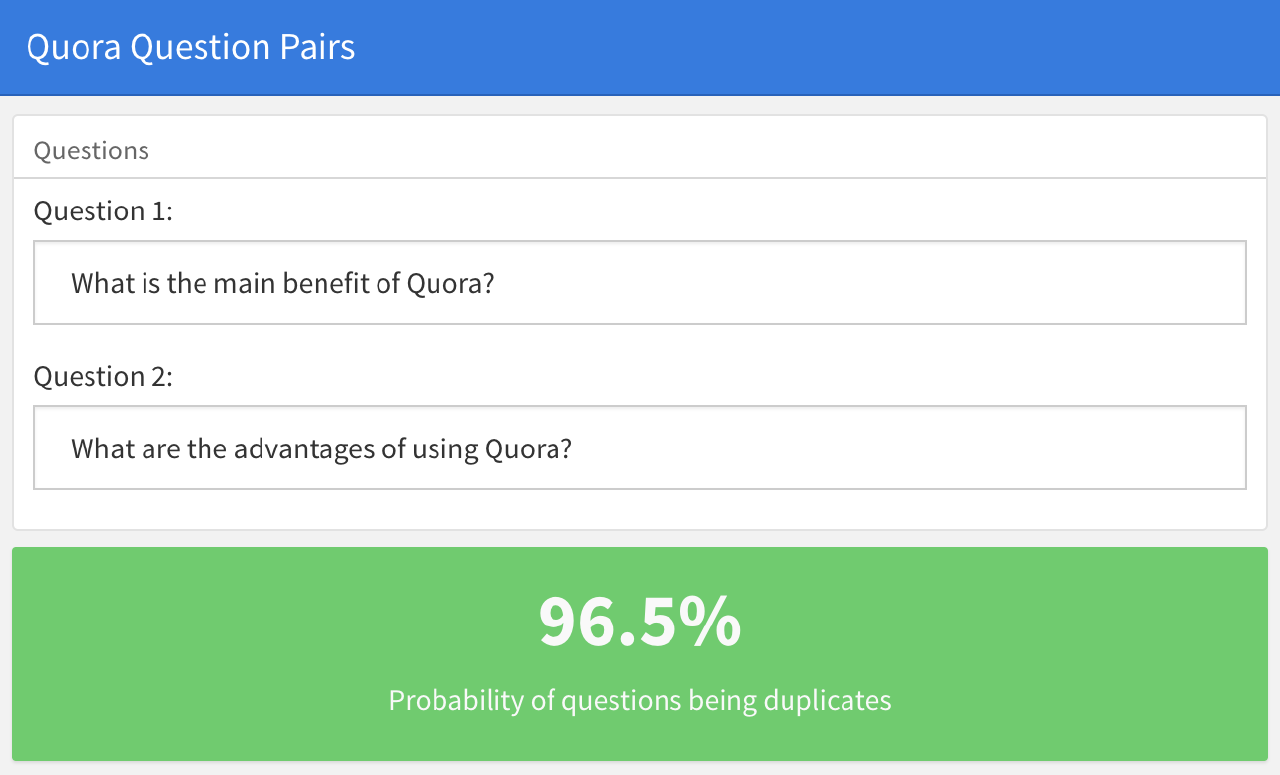 Classifying Duplicate Questions from Quora with Keras