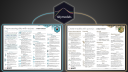 The tidymodels hex logo centered above side-by-side previews of the two new cheatsheets: Preprocessing data with recipes on the left and Create models with parsnip on the right, against a dark background.