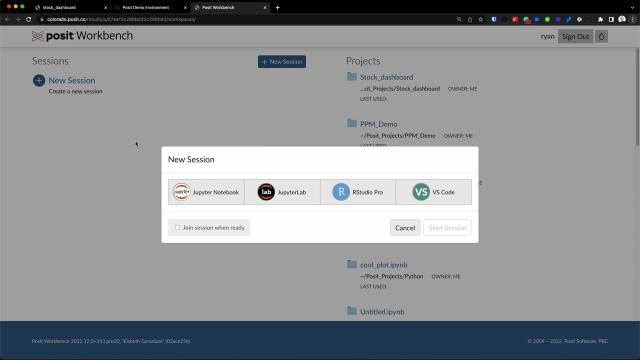 Launch different development environments and manage cluster options with Posit Workbench